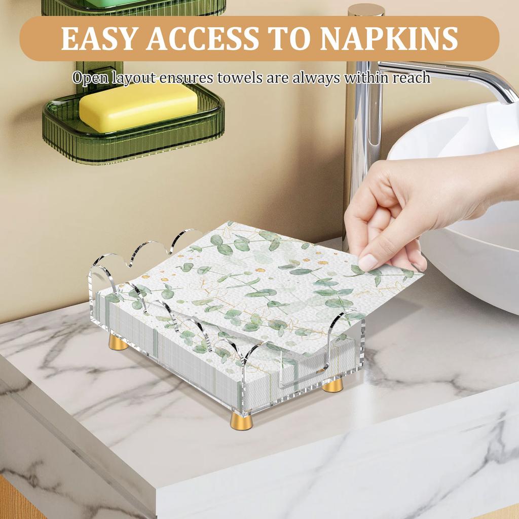 Acrylic Rectangular Napkin Paper Stand Transparent Napkin Holder Versatile Paper Hand Towel Holder for Kitchen Bathroom