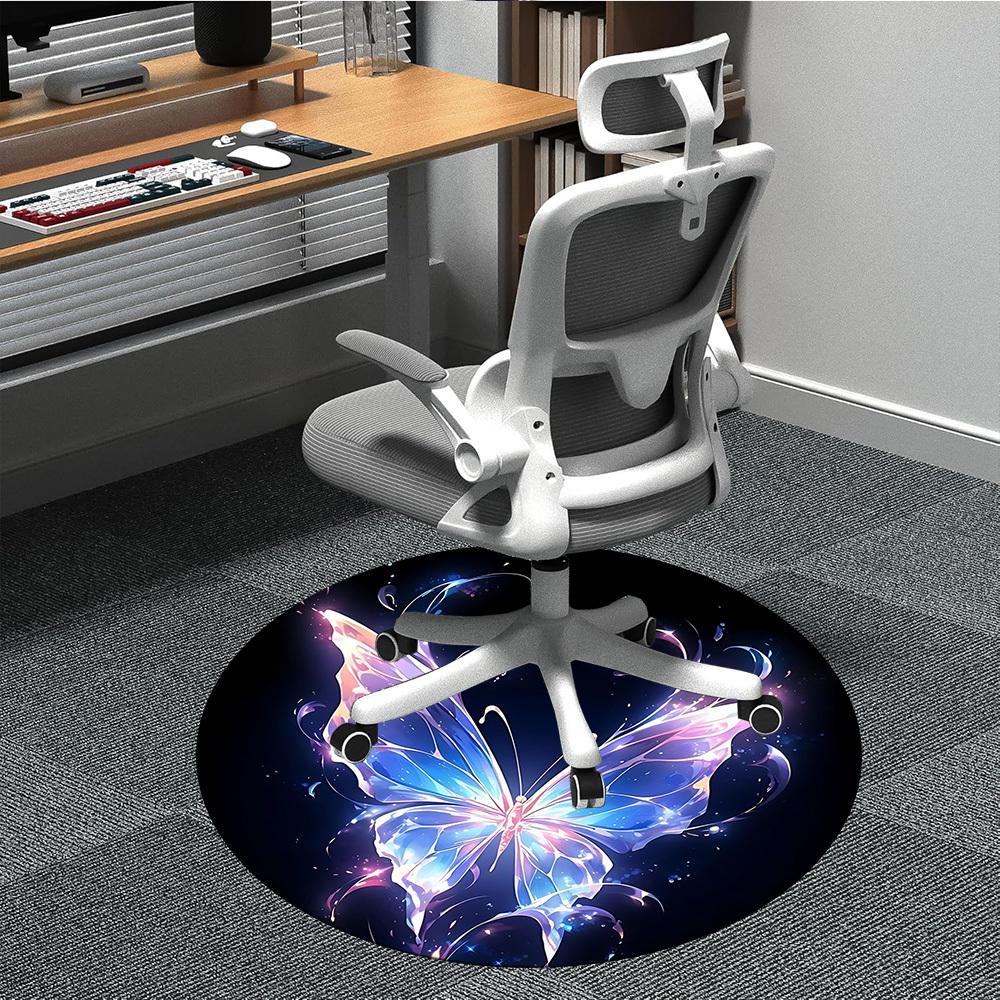 

1pc Butterfly Fantasy Office Round Area Rug, Indoor Mat Suitable ForOffice, Under Office Chairs Bedroom Living Room Home Decor, Room Deco T014 80cm by 80cm