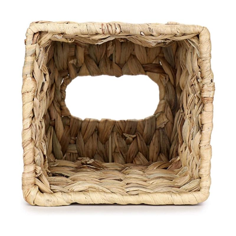 Handmade Water Hyacinth Storage Basket for Tissues Woven Paper Towel Box with Lid Natural Home Decoration