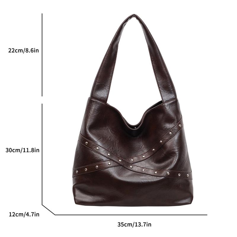 Women's Large Capacity PU Leather Solid Color Shoulder Bags 2025 Winter Retro Tote Bags Luxury Designer Trend Female Handbags