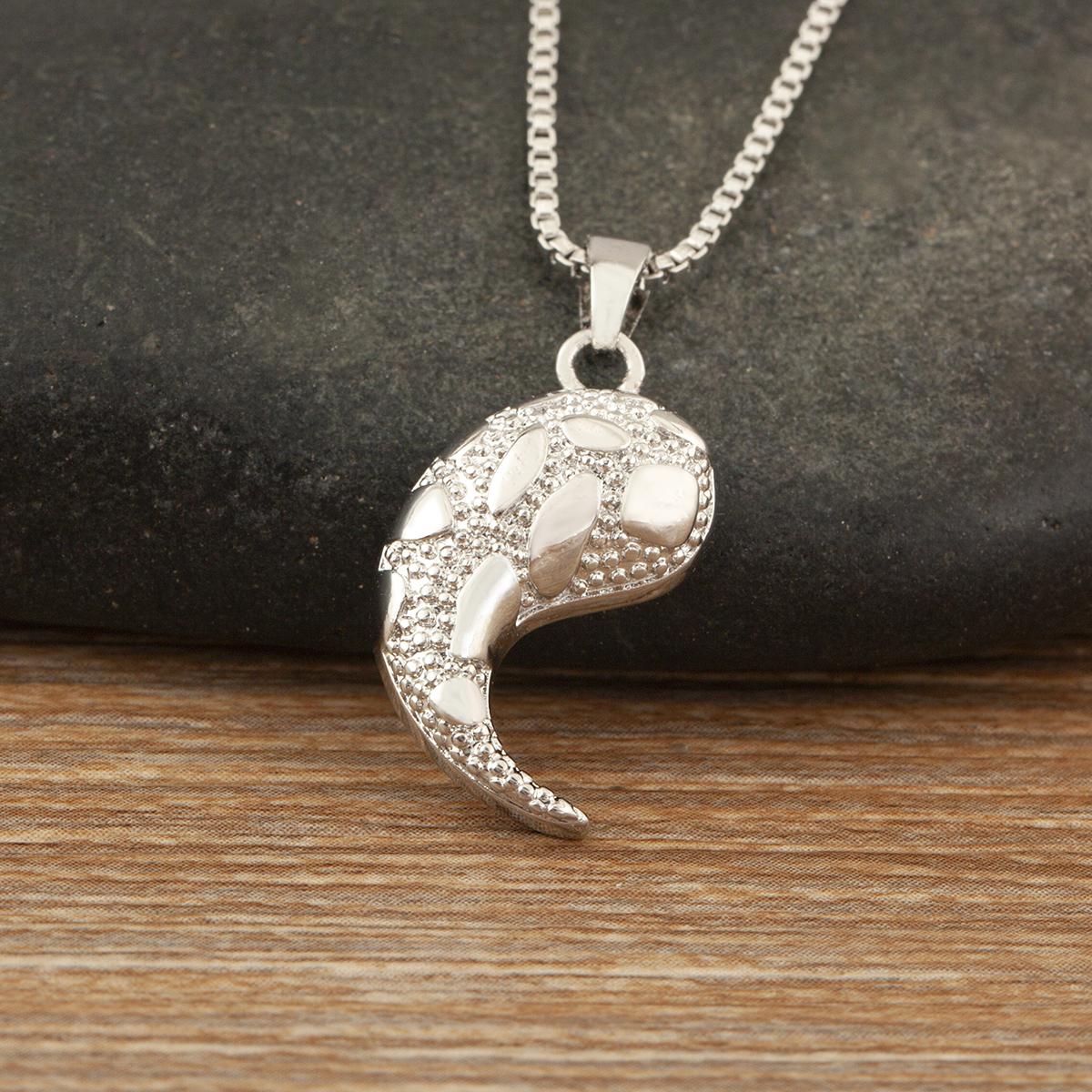 

Nidin Trendy Animal Claw Pendant Necklace Cubic Zirconia Shark Tooth Punk Hip Hop Jewelry for Party Birthday Gift Wholesale серебряный