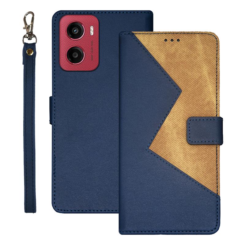 IDEWEI For Motorola Moto G05 4G Case Card Slots Splicing Color Leather Phone Cover