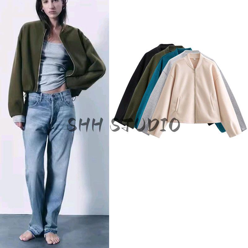 Spring New Women's Clothing Stand Collar Long Sleeves Soft Card Ornament Pilot Short Jacket 5070641