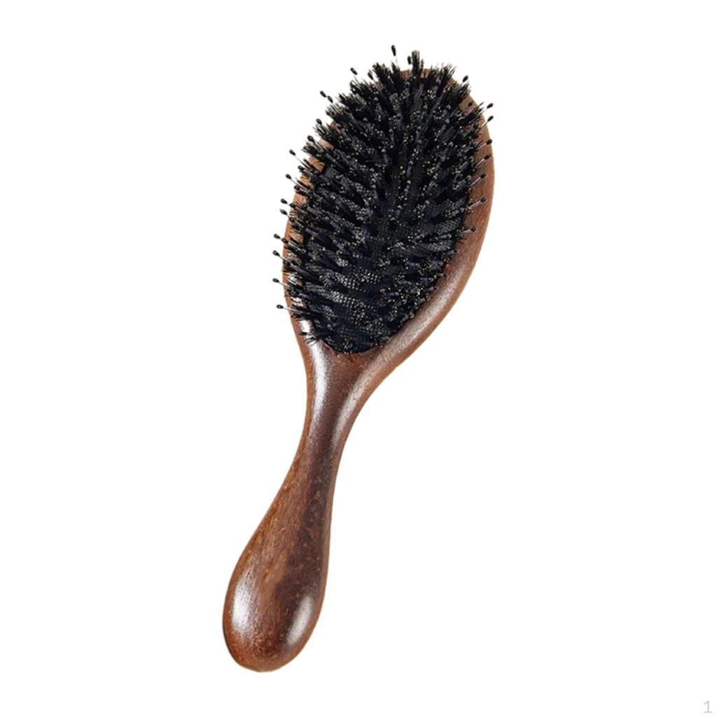 Paddle Brush Wood Handle Thick Curly Hair Multipurpose Portable Massage Comb