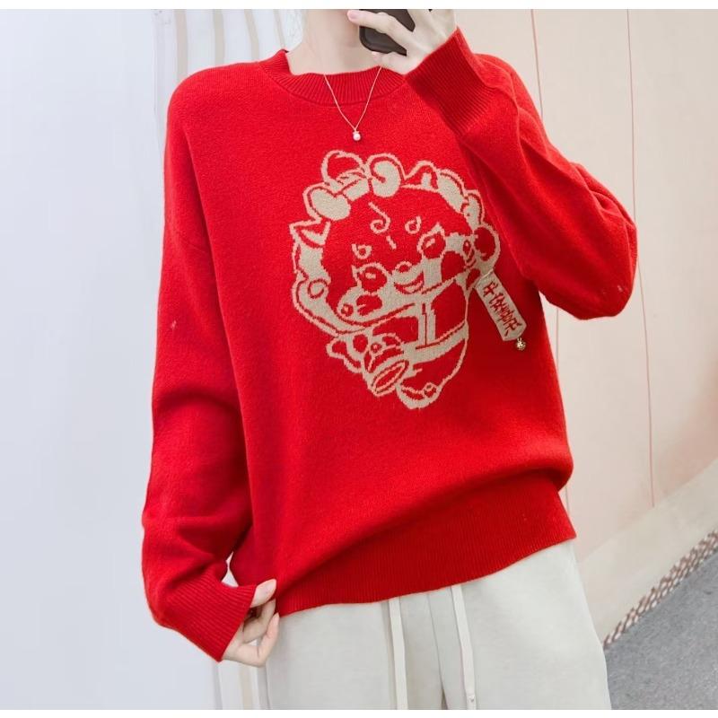 Autumn and Winter New New Fashion Korean Version with Solid Color Pullover Dragon Loose Pullover Sweater