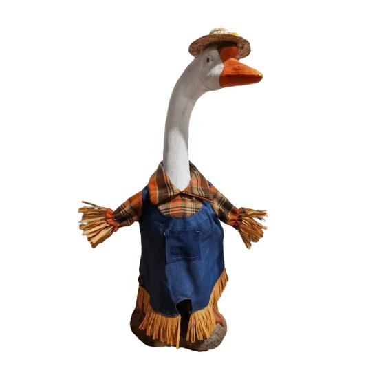 Porch Goose Outfit Turkey/Scarecrow/Santa Clothes Fits 23 Inch Cement Plastic Goose Statue for Harvest Autumn Thanksgiving Christmas Yard Patio Decor