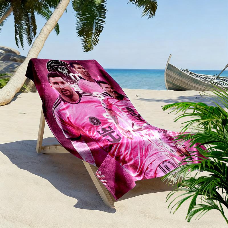 Asciugamano da Spiaggia con Stampa di Lionel Messi, Asciugamano Grande Morbido ad Asciugatura Rapida per Spiaggia Campeggio Nuoto