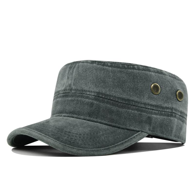 Spring Summer Army Hat for Men Women Outdoor Retro Washed Cotton Big Head Flat Top Sunshade Flat Caps Military Cap Fishing Hats