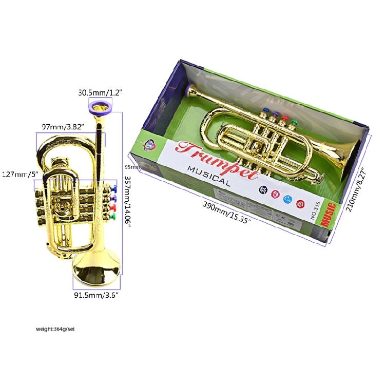Golden Music Educational Children Trumpet Kids Trumpet Plastic for W/ 4 Colored