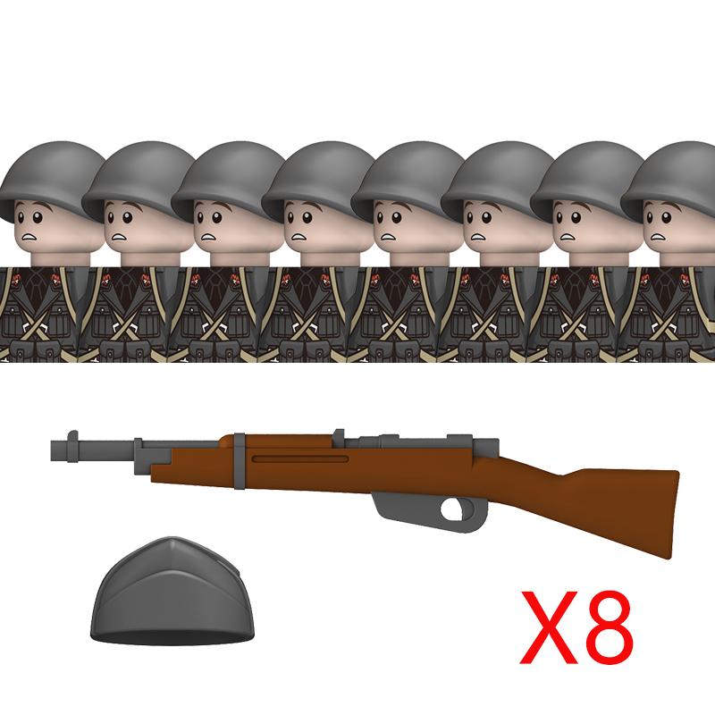 Non-Toxic Ww2 French Military Soldeirs Building Blocks Italy Warrior Italian Infantry Officer Gun Helmet Army War Weapon Bricks Toys Gift