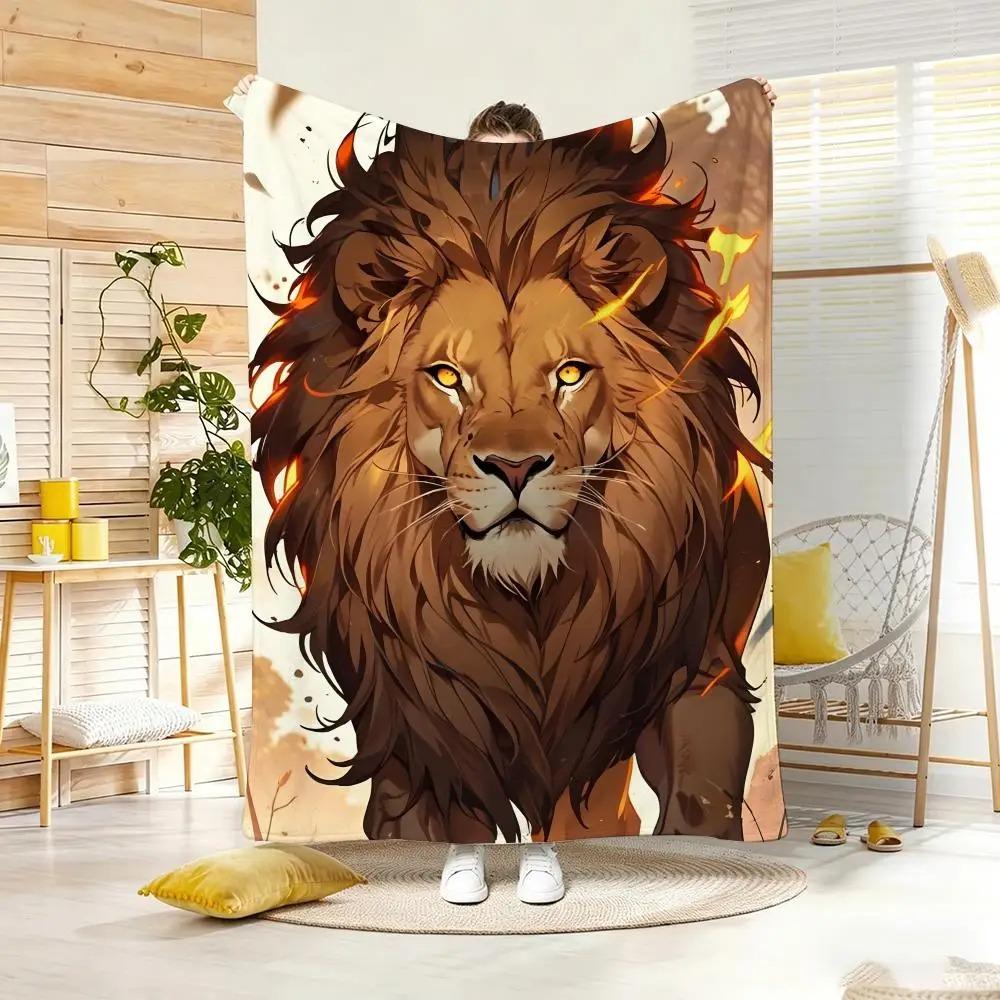 Fantasy Animal Majestic Lion Throw Lightweight  Flannel Blanket Soft Skin-Friendly For Summer Cooling