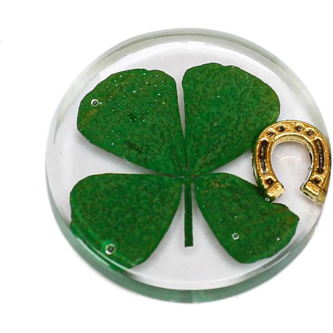 Real Four Leaf Clover Good Luck Pocket Token, Preserved, 1.25” (CLOVER01)