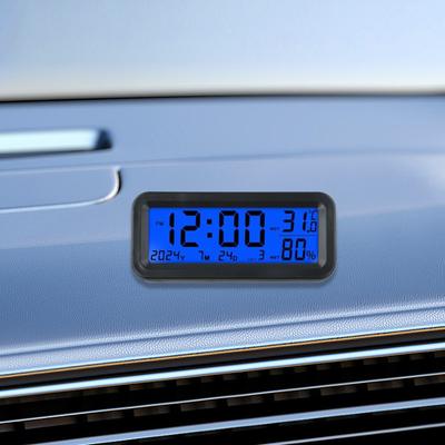 Mini Relógio Digital para Painel de Carro com Carregamento Solar e Exibição de Data