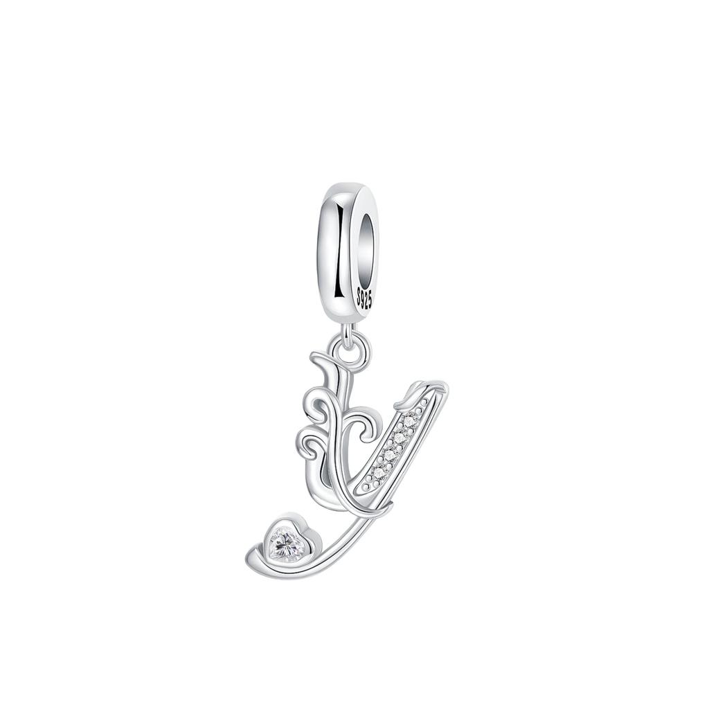 Originale DIY A-Z Alphabet Anhänger Perle Kupfer Eingelegter Zirkon Liebesbriefe Dangle Schmuck Geschenk Passend für Armreif