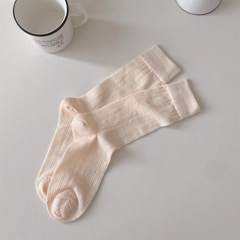 Socks Woman Middle Tube Solid Color Casual Summer Thin Mesh Breathable Socks for Women