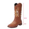 Autumn/Winter 2021 Plus Size Women's Leather Boots with Embroidered Flowers