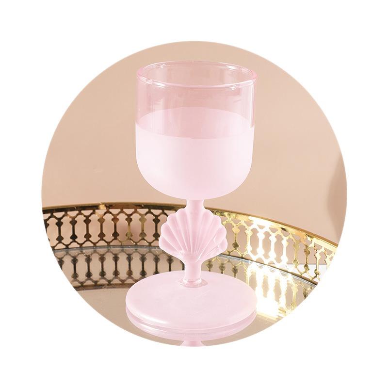 High-value Pink Frosted Shell Niche Glass Cocktail Glass, Personalized High-end Girls Glass Wine Glass
