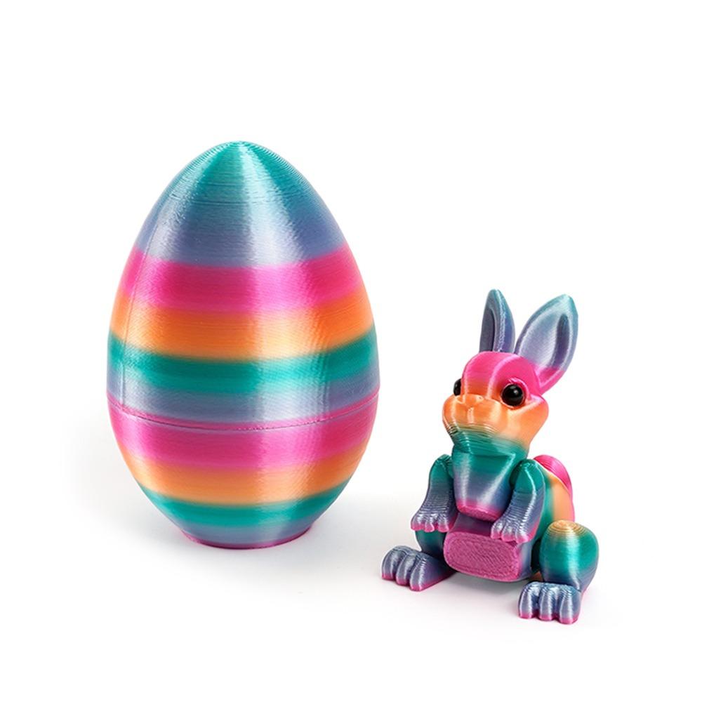 Fashion Easter 3D Printed Rabbit Eggs Rainbow Cute Animal Model Ornament Funny Easter Rabbit Ornament
