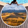 Natural Scenery Round Beach Towel Abstract Mountain Landscape Beach Blanket Sand Free Quick Dry Circle Bath Towel Soft Yoga Mat