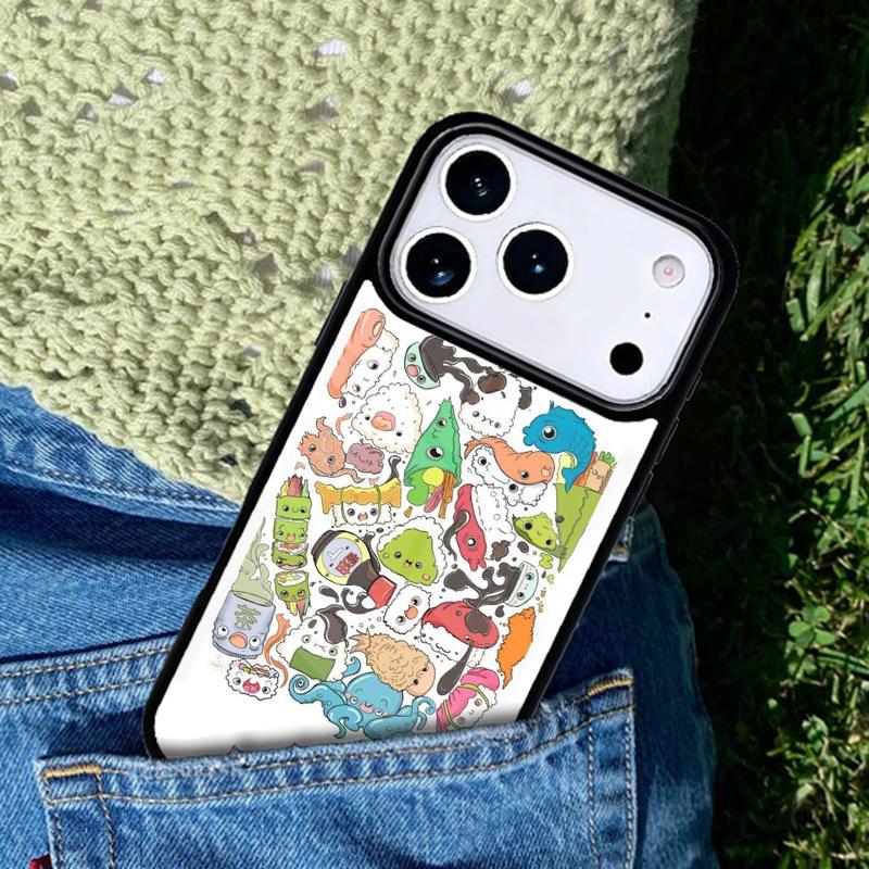 Sushi Pattern Phone Case For iPhone 17 AIR 16 Pro Max 15 14 Pro 11 12 13 Shockproof Silicone Cover