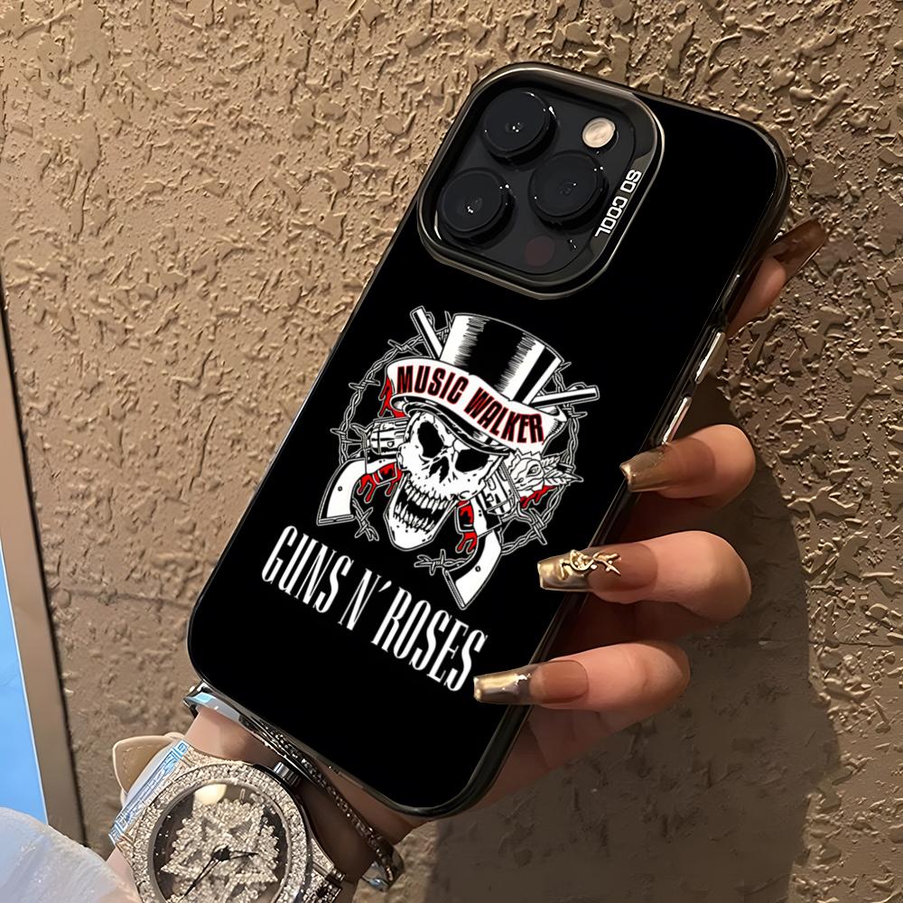 Band G-Guns N Roses Phone Case For 17 Pro Max IPhone 16 Pro Max 15 14 Plus 12 13 X XS Max 11 Colorful Silver Cover