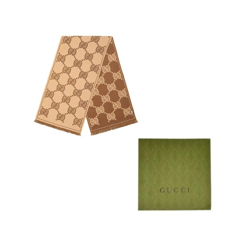 GUCCI Gg Wool Jacquard Scarf (Unisex) Knit Scarves 581537 3G200 9764