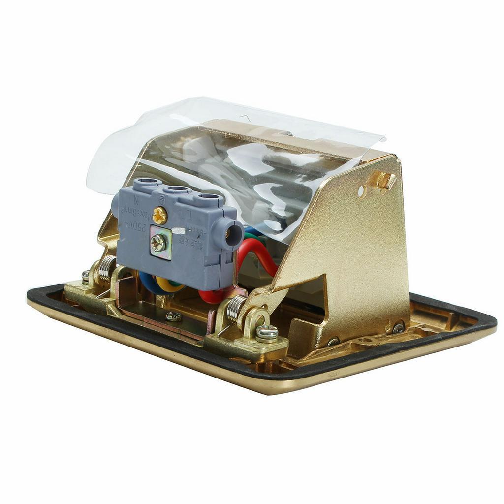 Aluminum Alloy Golden 10A Pops- Up Floor Socket Waterproof Ground Sockets Plug 2 Way Electrical Switches Power Outlet 2500W