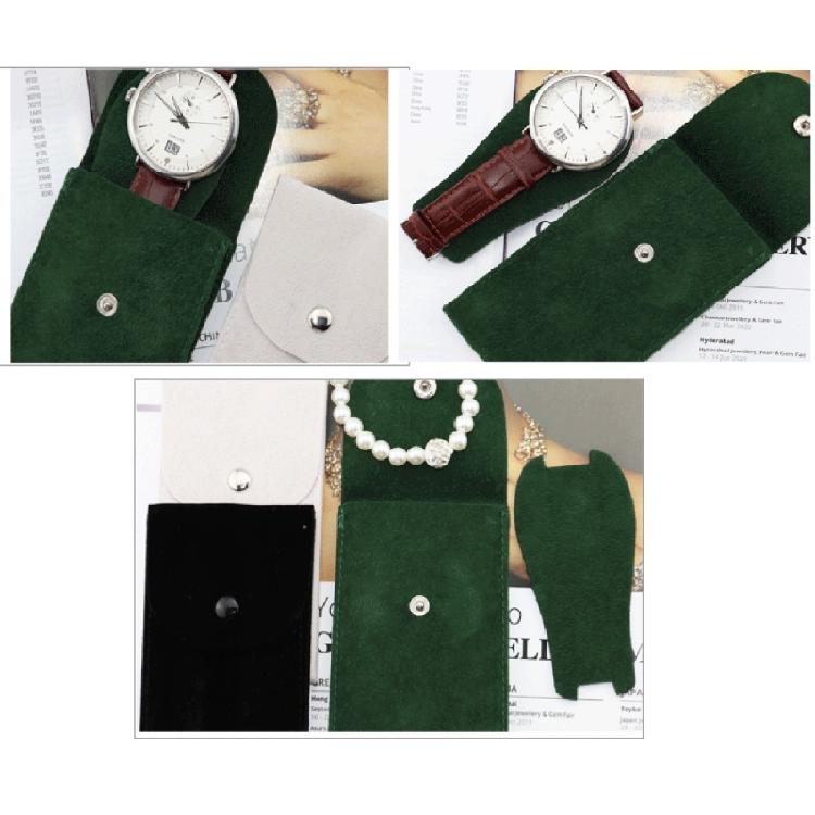 Velvets Watch Travel Bag with Button Closure Secure Storage Pocket for Watches Jewelry Container for Men and Women