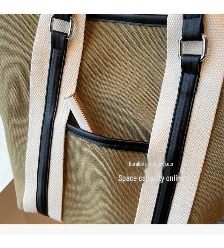 Women's 2025 Canvas Shoulder Tote Bag - High-Capacity, Handbag & Commuter Style