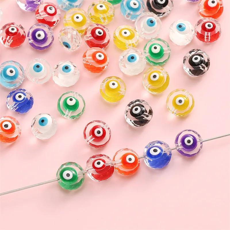 Z38 5pcs 10mm Round Transparent Glossy Glass Bead Candy Color Texture Handmade Jewelry DIY Bracelet Necklace Pendant Accessories