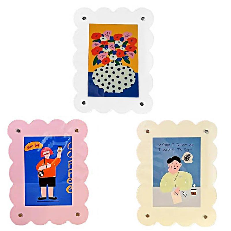 1PC Colored Photocard Holder Desk Decoration Wave Color Photo Frame 7-Inch Display Stand Nordic 23x17cm