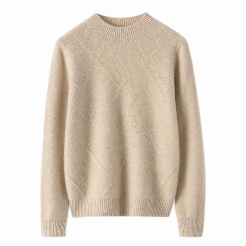 Diamond Cashmere Half-Zip Sweater - Autumn/Winter Collection, Multiple Colors, Women's Pure Knit Style