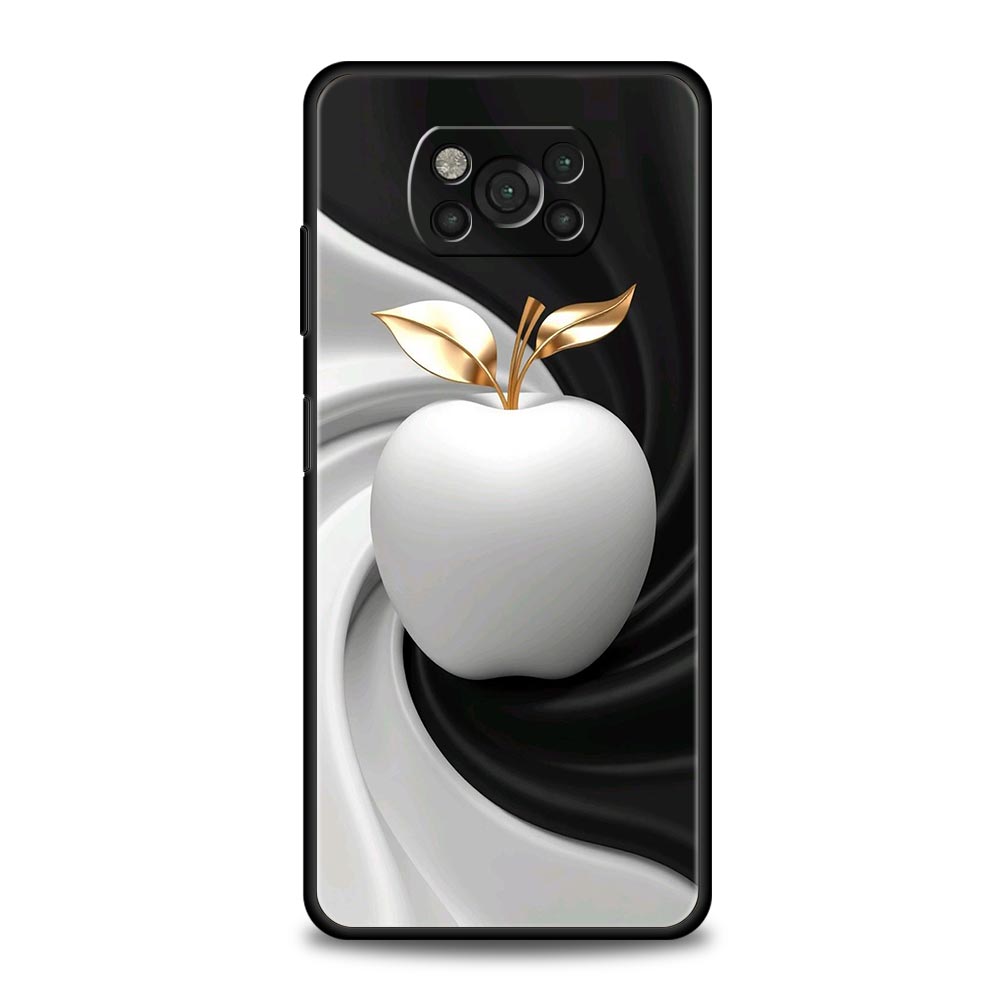 Happy Black Apple Phone Case Cover  for Xiaomi Poco F7 Ultra F6 F5 F4 F3 X6 X5 X4 X3 NFC C51 C55 M4 GT 5G Soft TPU Shell Fundas