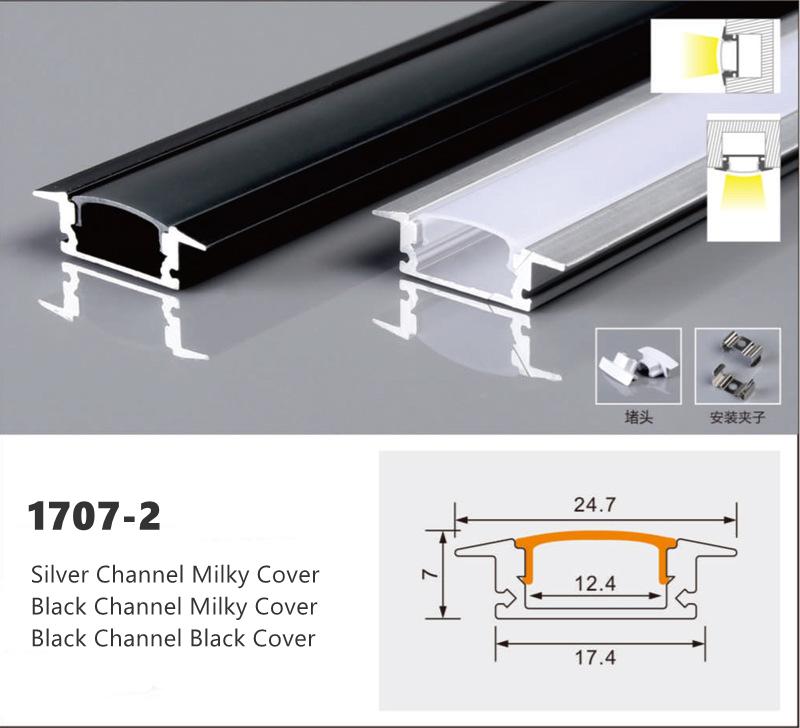 0.5m U/W Style LED Aluminum Profile Black Silver Channel Holder PC Cover Bar Lamp For Cabinet Closet Decor Linear Strip Light