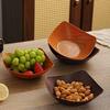 1/2Pcs Imitation Wood Grain Fruit Plate Plastic Dessert Tray Snack Fruit Plate Reusable Household Food Plate Kitchen Supplies