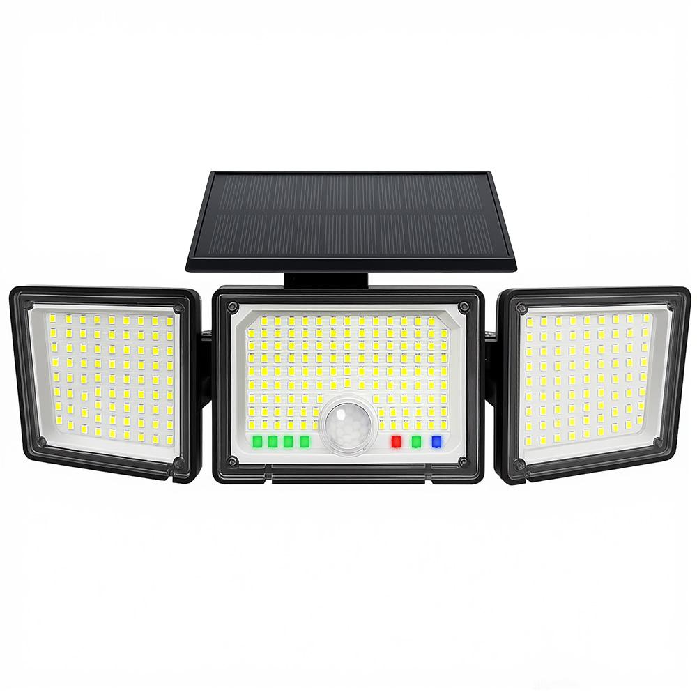 Solar Lights Outdoor 3 Heads Motion Sensor 286/236LED Security Flood Lights Waterproof 3 Modes Wall Lamp for Garden Patio Yard