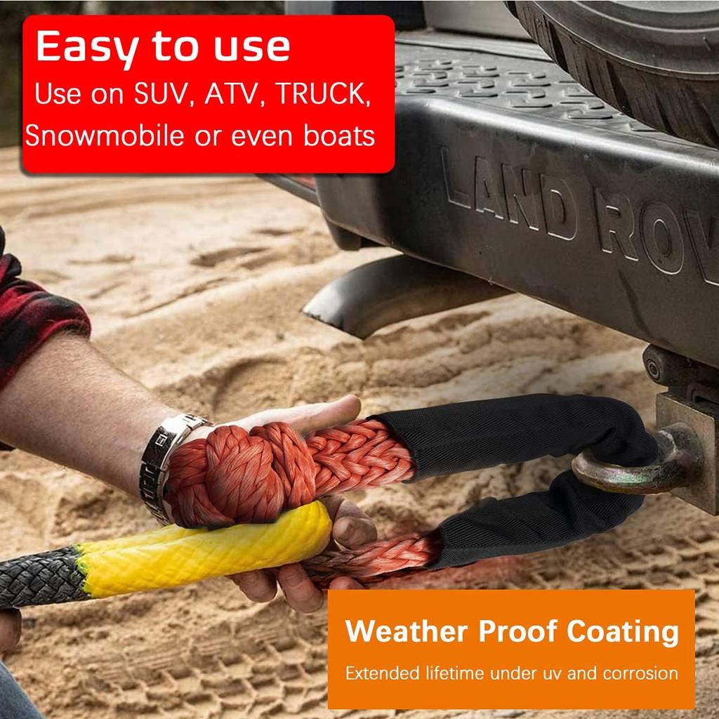 Soft Shackle 1/2" X 22 Inch (57,000LBS) Breaking Strength, Synthetic Road Recovery Rope For Sailing SUV ATV 4X4 Truck Jeep 2 Pack -Safer Than Metal