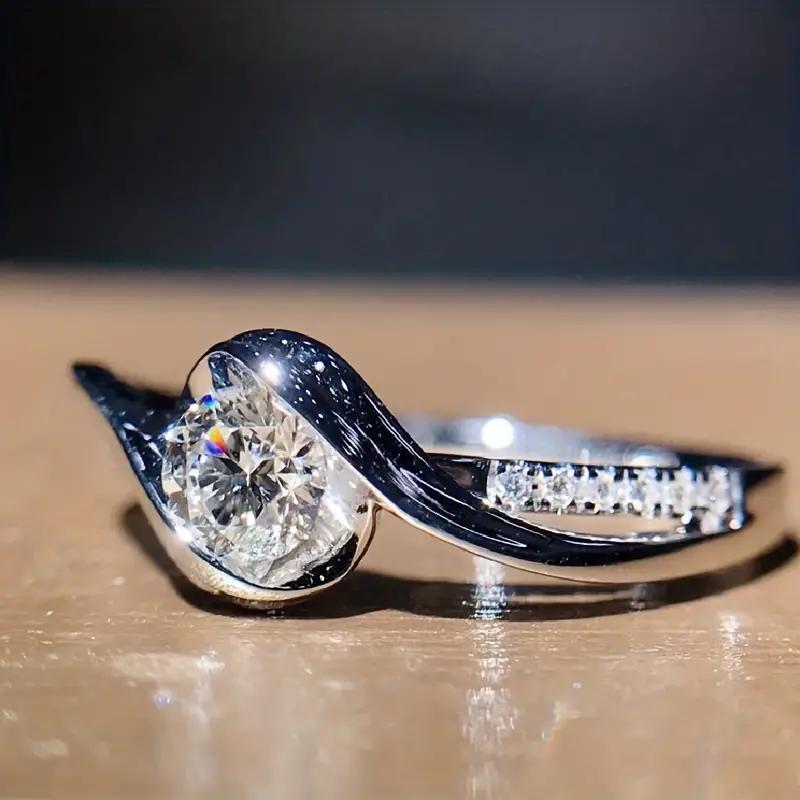 1 шт. модное белое золотое обручальное кольцо с супер-флэш-цирконом 11 серебряный — фото 3