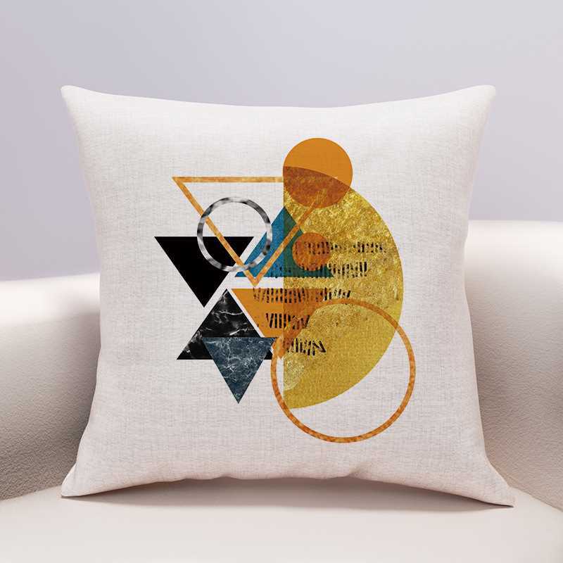 Sofa Cushion Geometric Abstract Cotton Linen Cushion Living Room Large Backrest Pillow Cover with Core