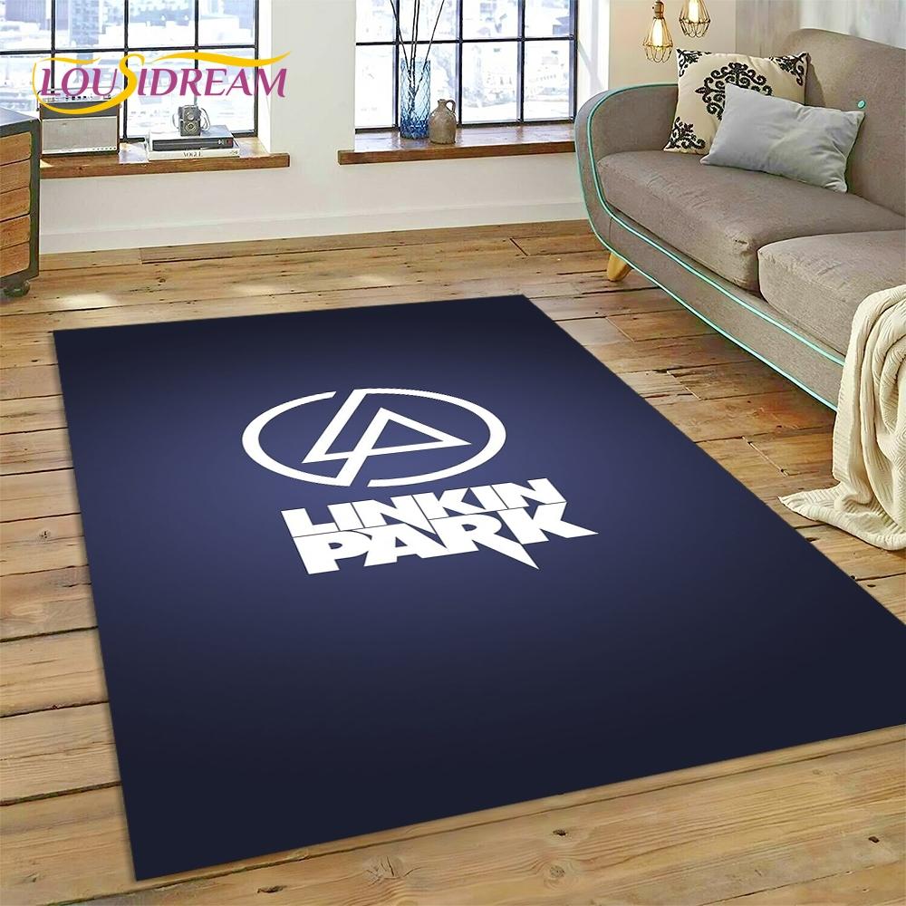 3D Ρετρό Ροκ Συγκρότημα 3D L-Linkin-Park Χαλί για Σαλόνι Υπνοδωμάτιο Διακόσμηση Σπιτιού, Αντιολισθητικό Πατάκι Διακόσμησης για Καναπέ Πατάκι Εισόδου