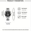 3pcs/set, Fashion Men's Calendar Sports Quartz Watch with Stainless Steel Strap & Bracelet & Necklace, Best Gifts for Him