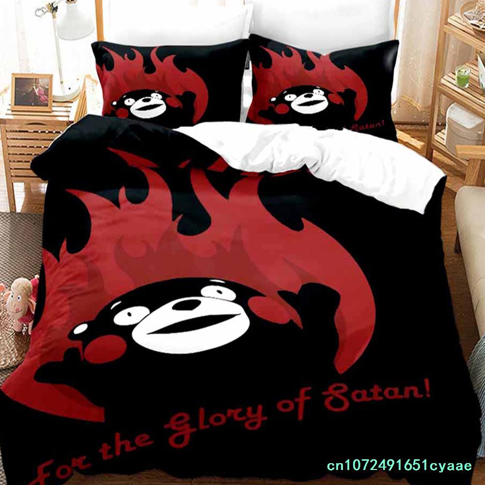 3D Print Kawaii Cartoon Comics Kumamon Bedding Set Double Twin King Duvet Cover Comforter Pillowcase Boys Girls Adults Bedroom