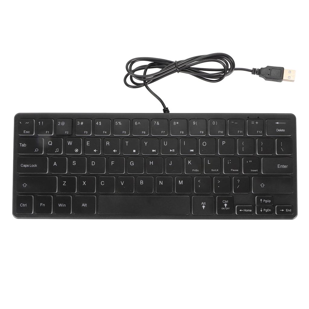 64 Keys RGB Backlit Keyboard USB Wired Gaming Keyboard Portable Mute Compact Small Keyboard for PC