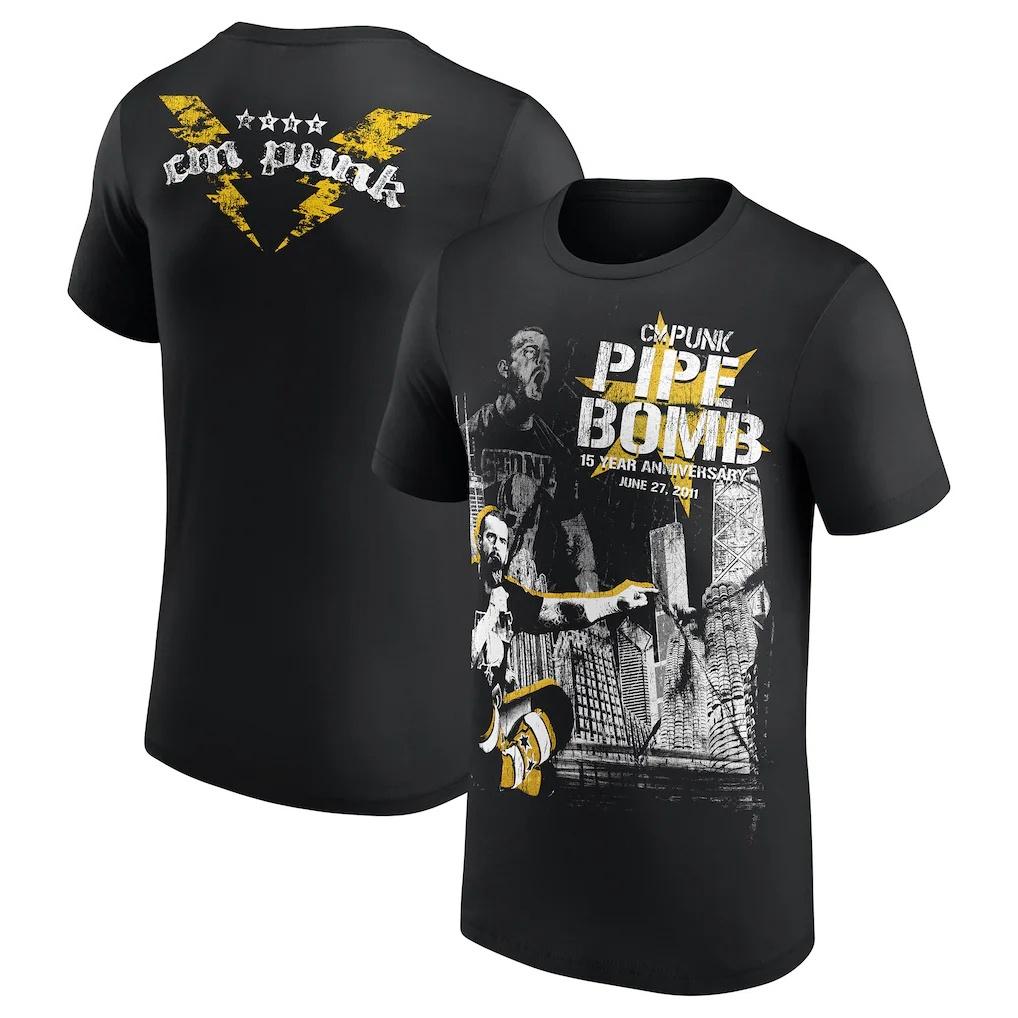 2026 CM Punk Pipe Bomb Pattern 3D Printed T-shirt Fashionable Men's High-quality Short Sleeved Top Summer Street Round Neck Clothing