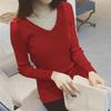 Autumn and Winter New Sweater Women's Slim and Thin V-neck Bottoming Shirt Core-spun Yarn Student Korean Version Pullover Knitted Sweater Women's