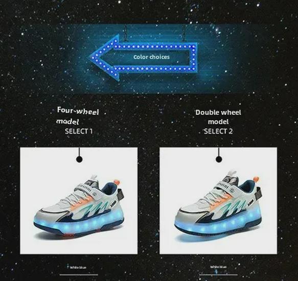 Girls' Double-Wheeled Roller Skate Shoes with Hidden Wheels for Students