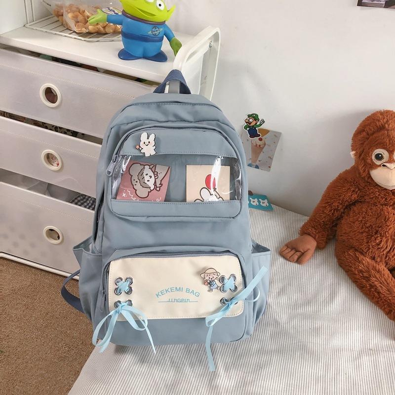 Backpack Female Primary School Students Simple Large Capacity Campus Backpack Nylon Junior High School Bag