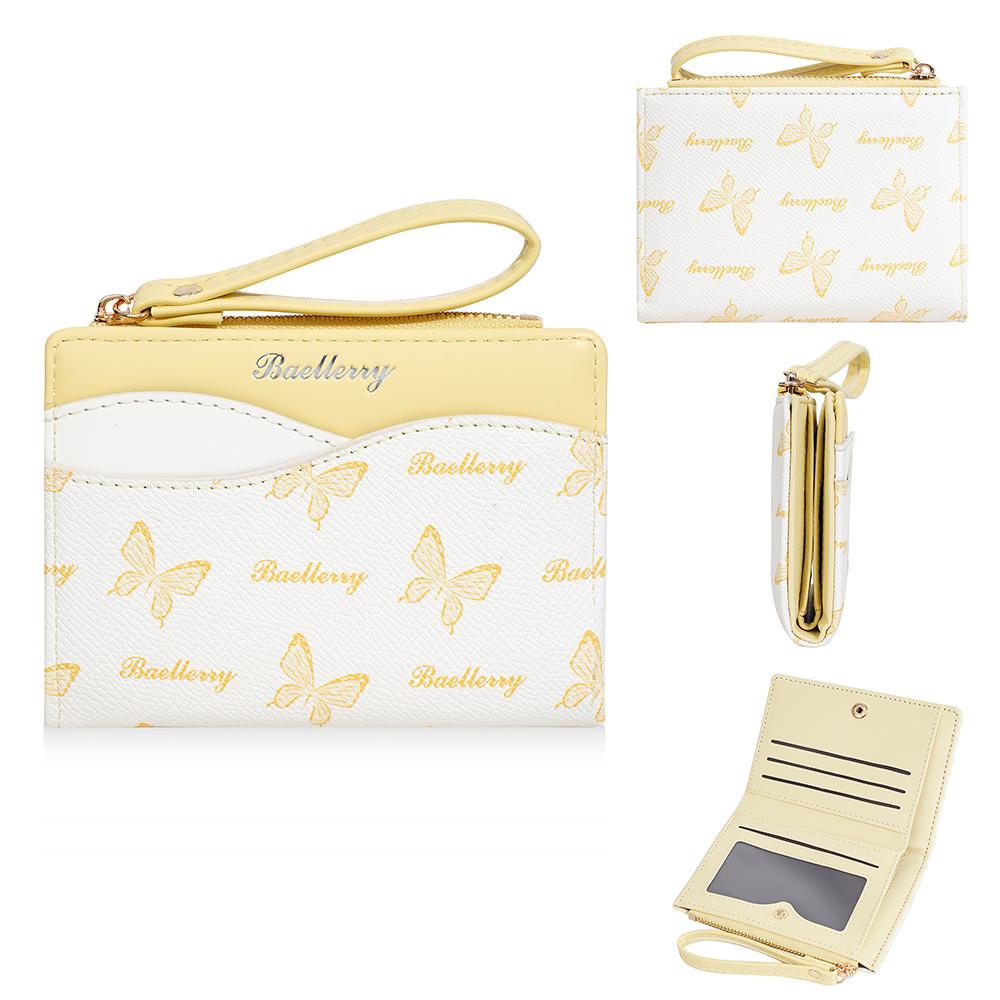 Color Block Wallet Ins Short Bifold Purse for Girls Butterfly Print PU Card Holder