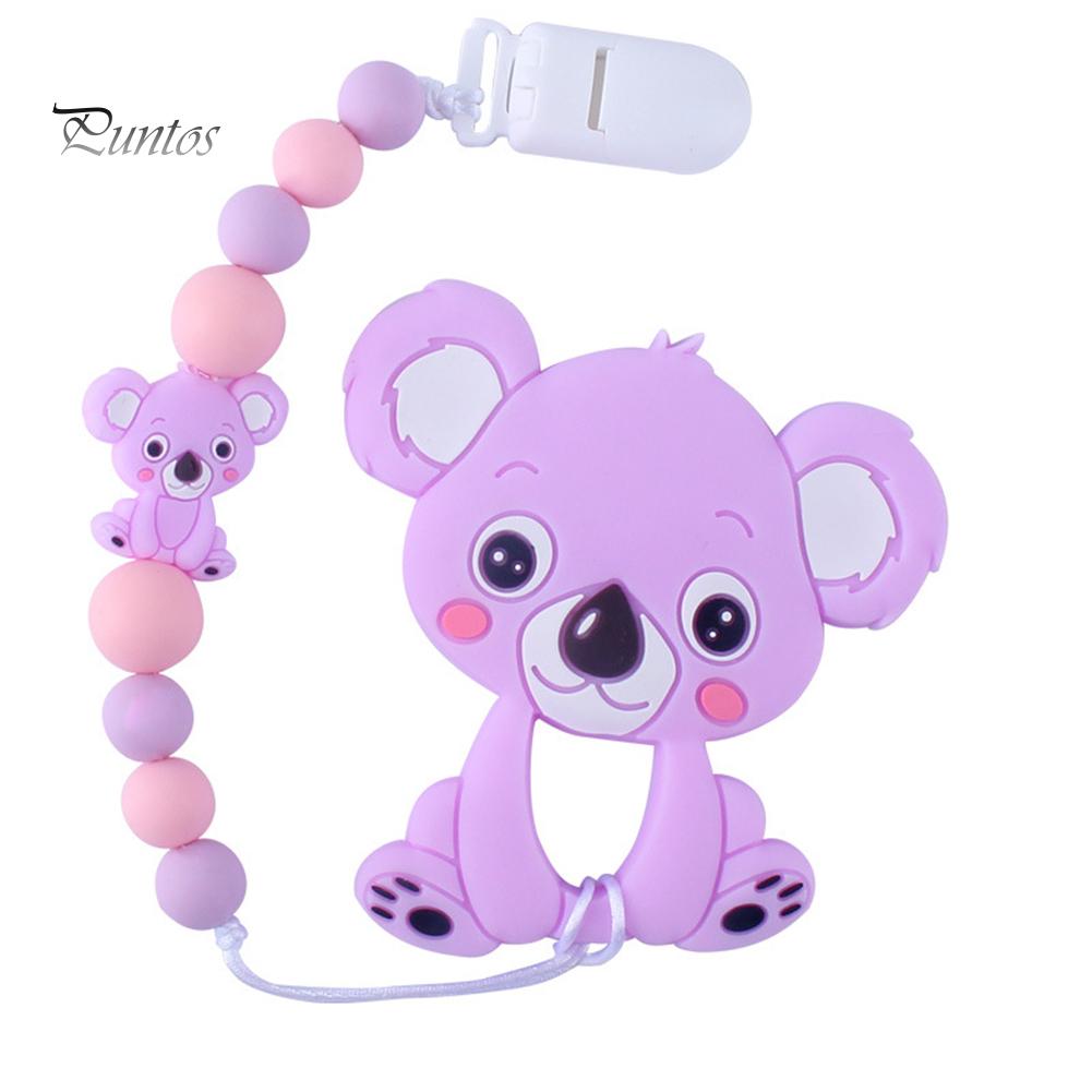 Puntos Cartoon Baby Food Grade Silikon Koala Beißring Schnuller Clip Kette Zahnen Spielzeug