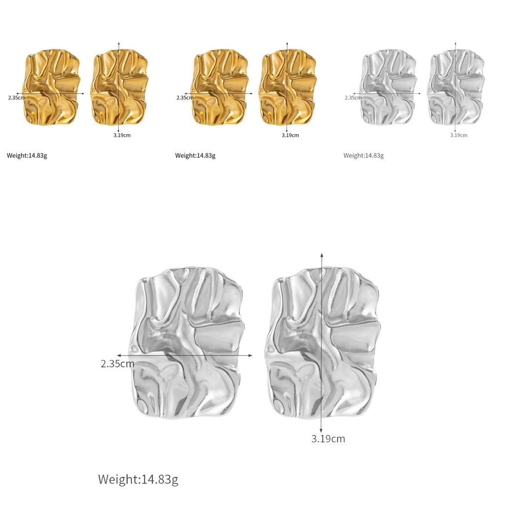 Geometrické nepravidelné texturované náušnice z titanové oceli 18k pro stylové dojíždějící